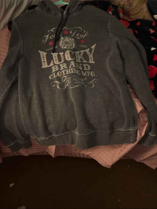 Lucky Brand Tops - Lucky Brand Gray Graphic Pullover Hoodie